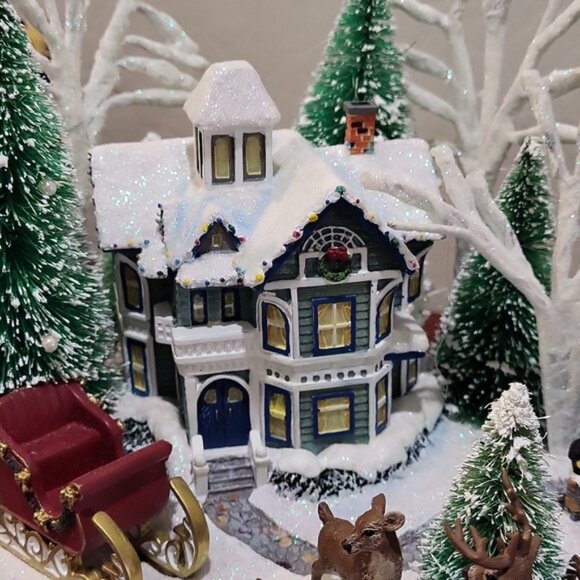 Thomas Kinkade Illuminated Musical Table Topper A Winters Night 1990's - Picture 8 of 11